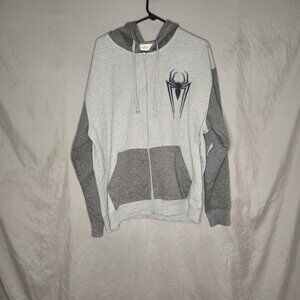 XL Men Marvel Ultimate Spiderman Jacket Lightweight Full Zip Drawstring Hood NEW